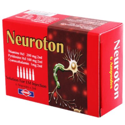 Neuroton ( Vitamin B1 200 mg + vitamin B2 + Vitamin B6 100 mg + Vitamin B12 1 mg ) 6 intramascular ampoules